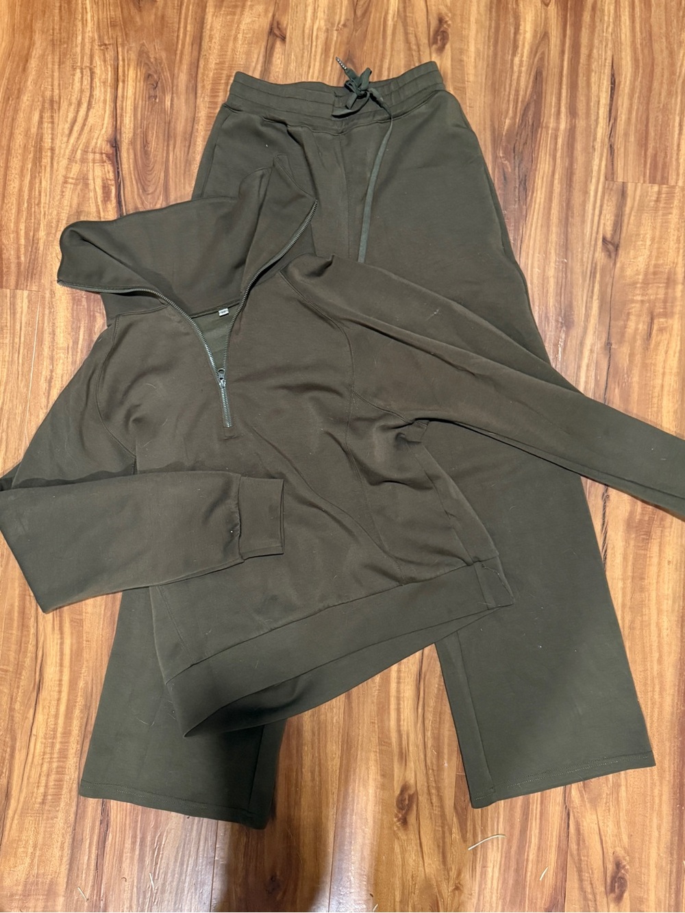 Prinbara Army Green Lounge Set Wide Leg Pants XS